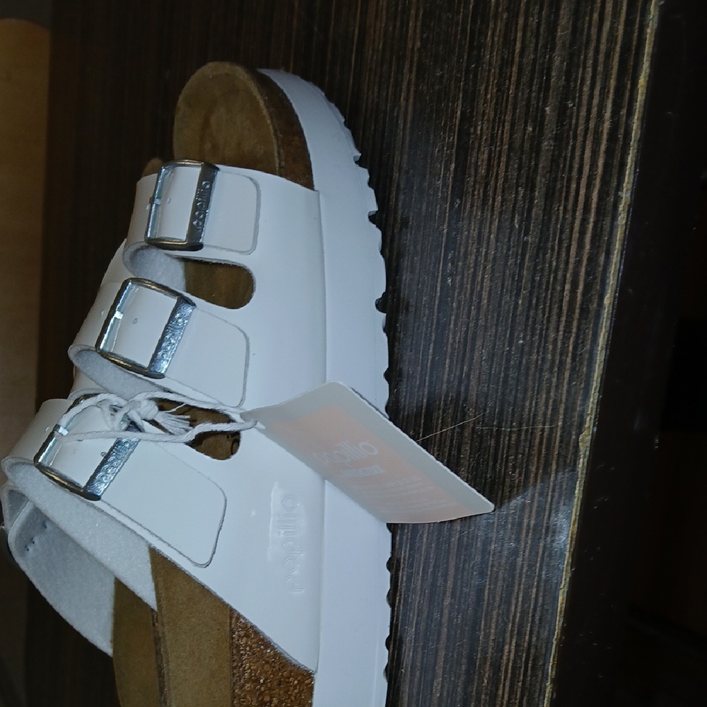 Birkenstock White Platform Sandals